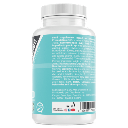 Beta-Alanina 500mg – 100 cápsulas vegetales