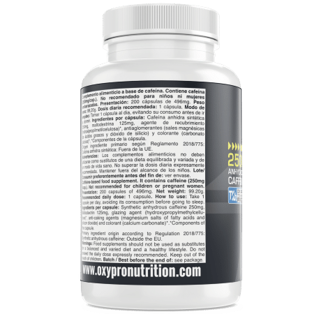 Cafeina 250 mg – 200 cápsulas vegetales