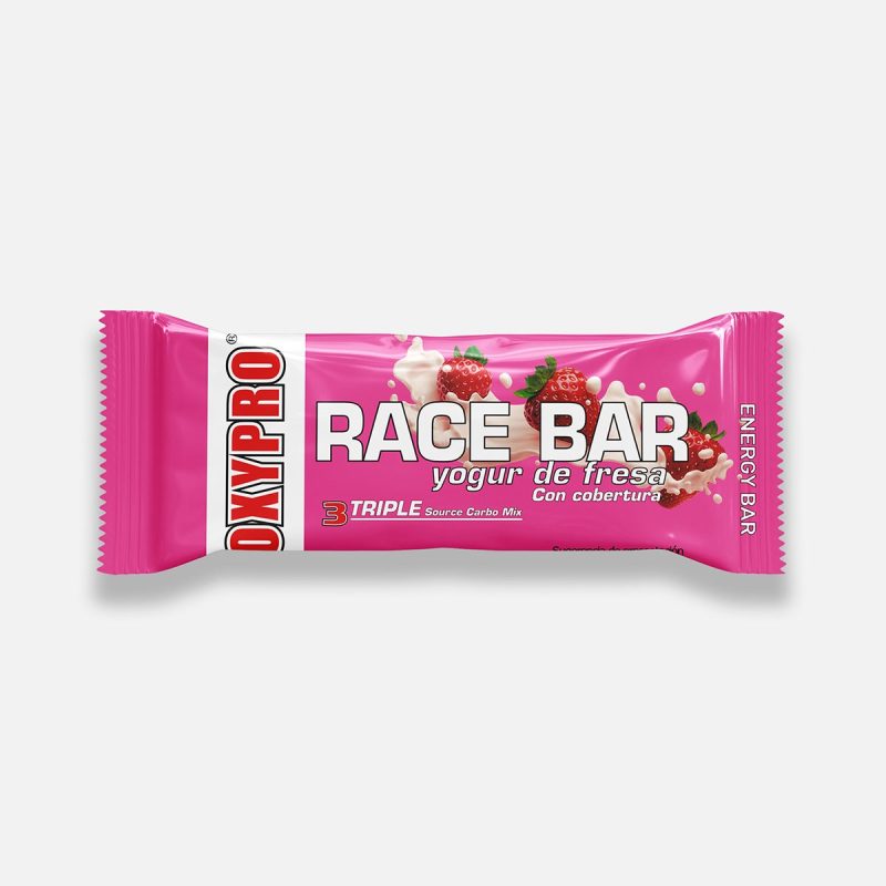 Barrita energetica sabor yogurt de fresa con cobertura. Barrita energetica ciclismo, triatlon.