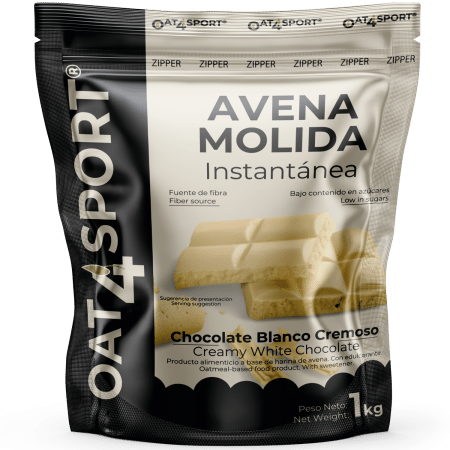OAT4SPORT - Avena integral molida 1kg sabor Chocolate blanco cremoso