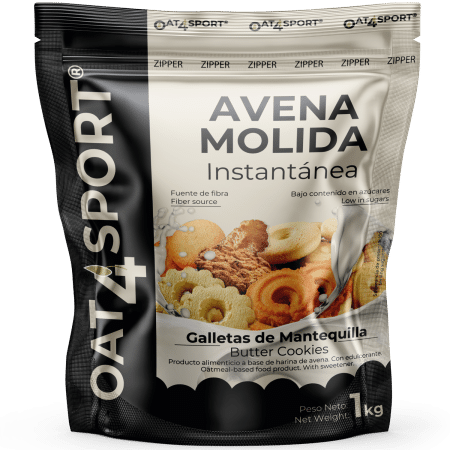 OAT4SPORT - Avena integral molida 1kg sabor Galletas de mantequilla