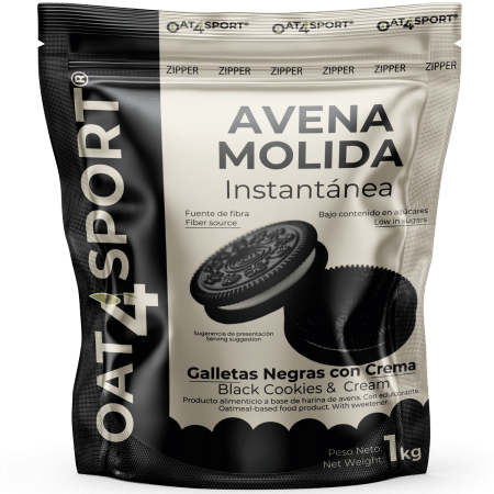 OAT4SPORT - Avena integral molida 1kg sabor Galletas negras con crema