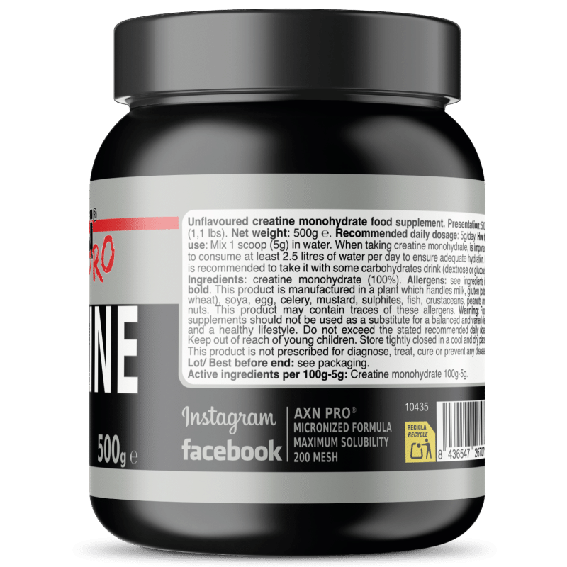 AXN PRO® - Creatina Monohidrato 500g  Sin sabor - (200MESH - Micronizada) - Imagen 2